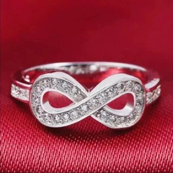 INFINITY 925 STERLING SILVER DIAMOND RING - Picture 3 of 5